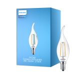 Philips Corepro LED Kerze E14 Gebogene Spitze Fadenlampe Klar 2W 250lm - 827 Extra Warmweiß | Ersatz für 25W