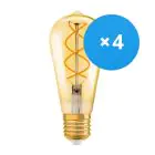 Mehrfachpackung 4x Osram Vintage 1906 LED E27 Edison 5W 820 Gold | Extra Warmweiß - Ersatz für 25W

