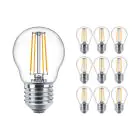 Mehrfachpackung 10x Philips Corepro LED Lustre E27 Kugel Fadenlampe Klar 4.3W 470lm - 827 Extra Warmweiß | Ersatz für 40W