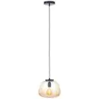 Brilliant Kaizen Suspension Luminaire Verre Suspension Luminaire Métal Noir Beige | 250mm - Convient pour 1x E27