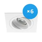 Lot 6x Noxion Encastré Spot Boxi MR16 inclinable Blanc | Diamètre 80mm - GU10 Culot
