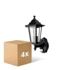 Lot 4x D'Lite Applique Murale Helora Noir | IP44 - Convient pour 1x E27 - Détecteur De Mouvement