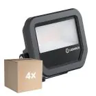 Lot 4x Ledvance Projecteur LED Aluminium Noir 8W 1200lm 100D - 840 Blanc Froid | IP66 - Symétrique