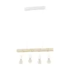 Eglo Suspension Luminaire Townshend Acier Blanc Bois | IP20 - Convient pour 4x E27 