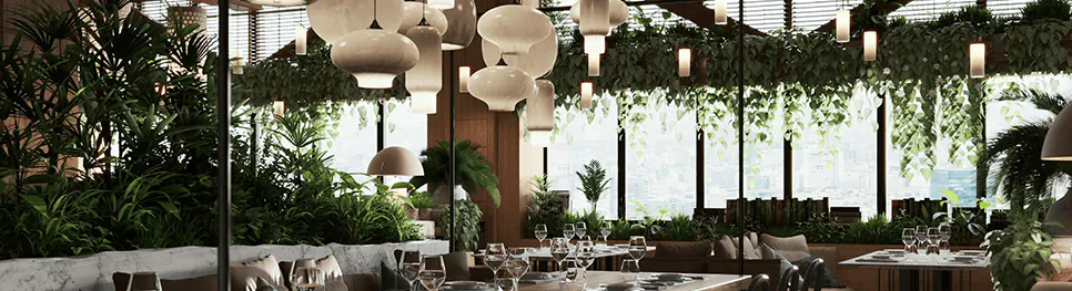 Zone lighting in a restaurant